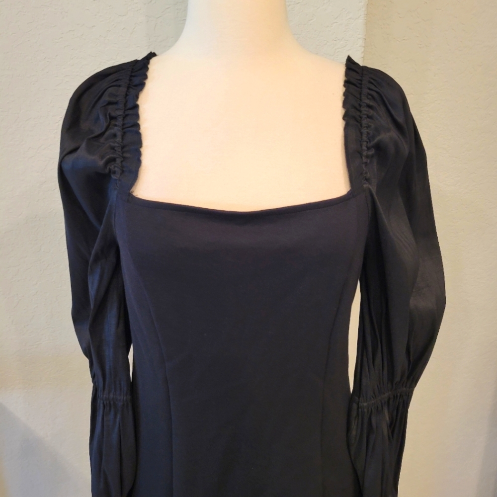 A.N.A BLACK BODYCON MINI DRESS WITH BUBBLE SLEEVES NWT SIZE MEDIUM - Picture 3 of 15